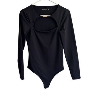 Abercrombie & Fitch Long Sleeve Black Cutout Bodysuit, Size M